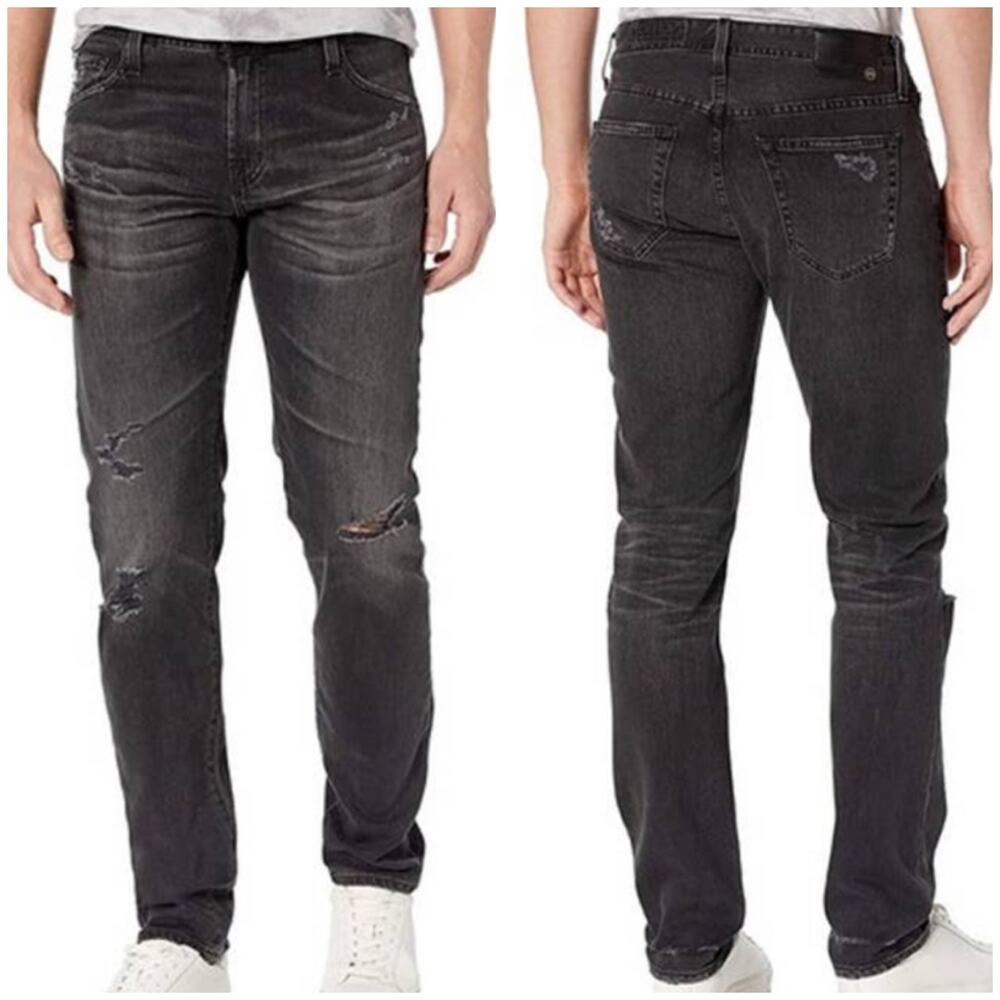 AG Adriano Goldschmied NWT The Tellis Modern Slim Jeans Distressed Black Size 30